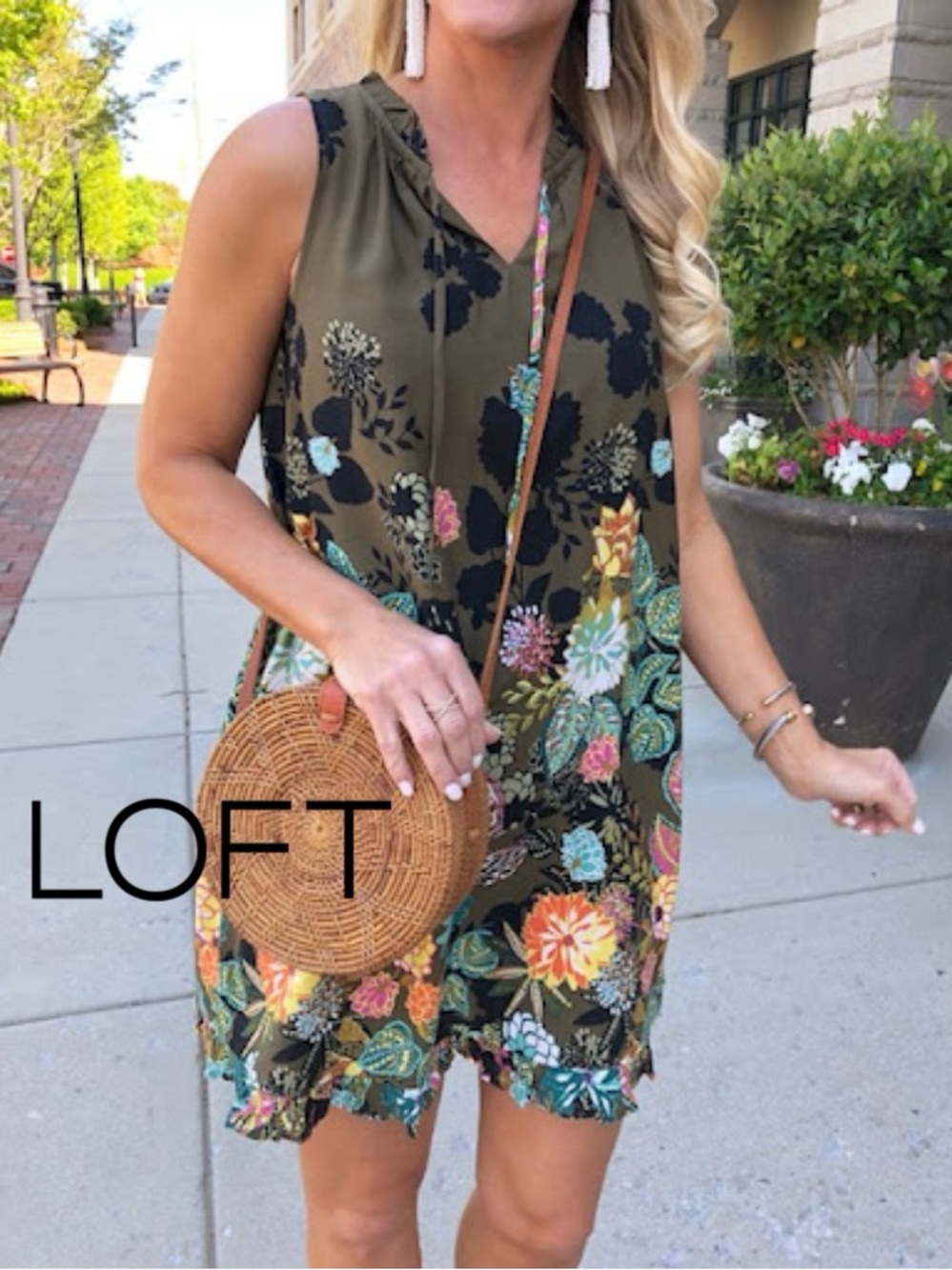 🤎🌺 LOFT Floral Paisley Sleeveless Dress | Brown Boho Mini Sundress | Size M